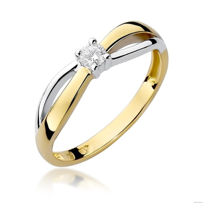 Pierścionek W248 Diament 0,10ct żółte złoto