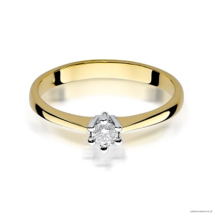Pierścionek W256 Diament 0,15ct żółte złoto