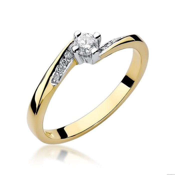 Pierścionek W262 Diament 0,15ct żółte złoto