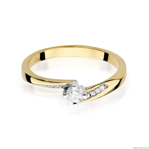 Pierścionek W262 Diament 0,15ct żółte złoto