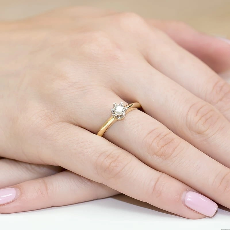 Pierścionek W267 Diament 0,30ct żółte złoto