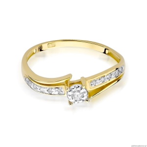 Pierścionek W269 Diament 0,05ct żółte złoto