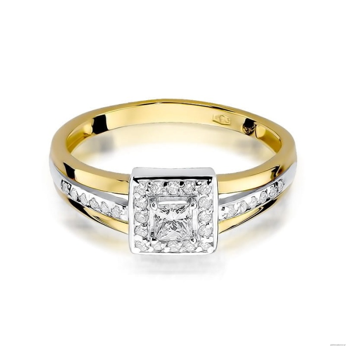 Pierścionek W271 Diament 0,15ct żółte złoto