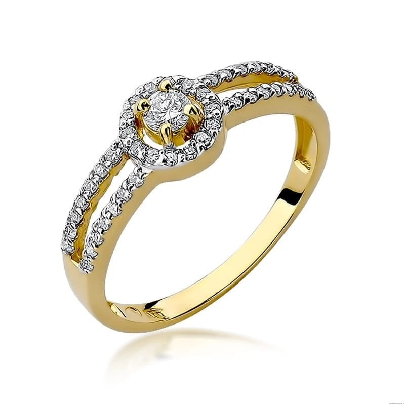 Pierścionek W272 Diament 0,10ct żółte złoto