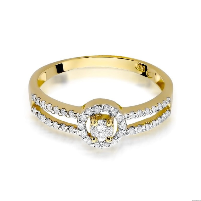 Pierścionek W272 Diament 0,10ct żółte złoto