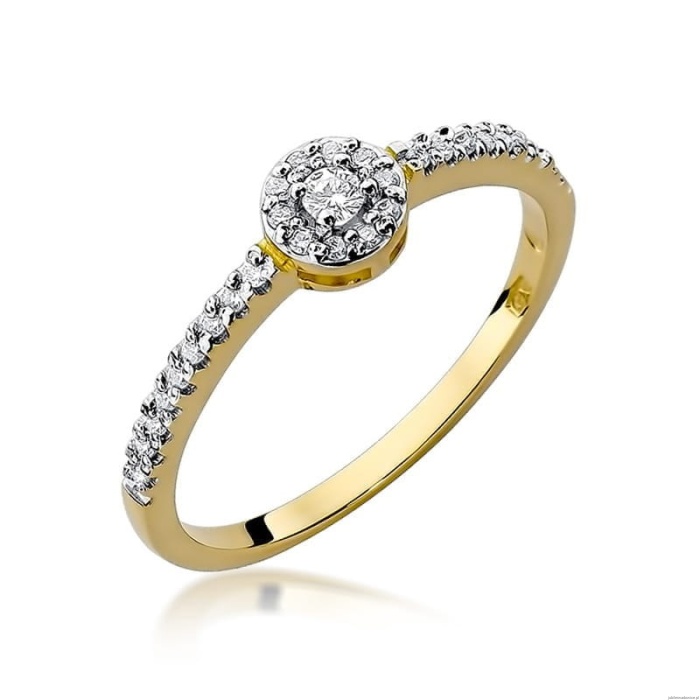 Pierścionek W273 Diament 0,05ct żółte złoto