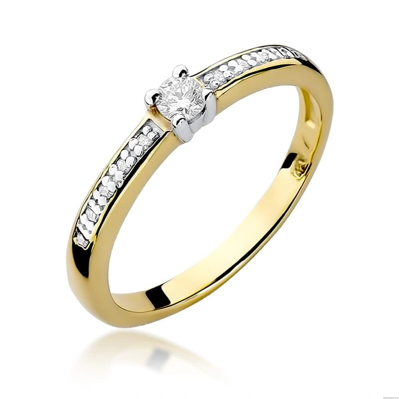 Pierścionek W288 Diament 0,08ct żółte złoto