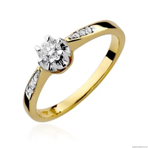 Pierścionek W291 Diament 0,20ct żółte złoto