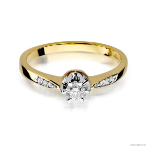 Pierścionek W291 Diament 0,20ct żółte złoto