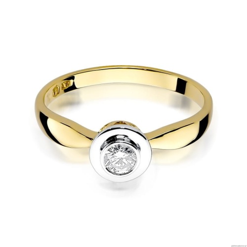 Pierścionek W294 Diament 0,15ct żółte złoto