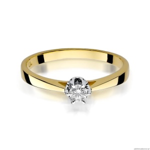 Pierścionek W295 Diament 0,12ct żółte złoto