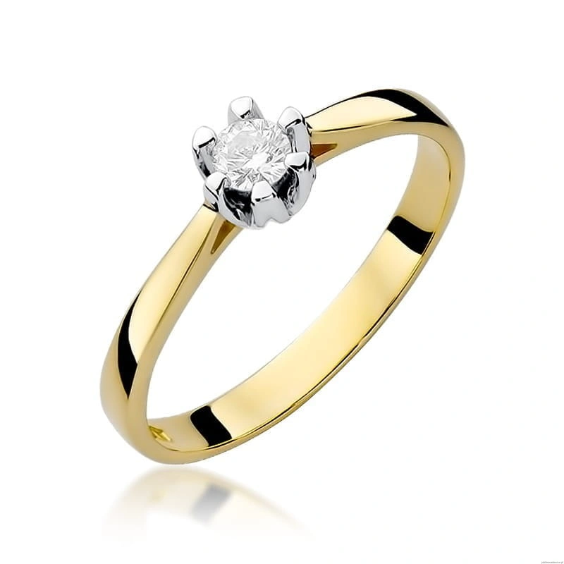 Pierścionek W299 Diament 0,12ct żółte złoto