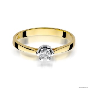 Pierścionek W299 Diament 0,12ct żółte złoto