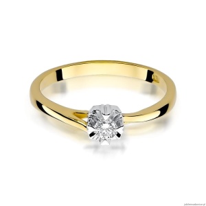 Pierścionek W318 Diament 0,10ct żółte złoto