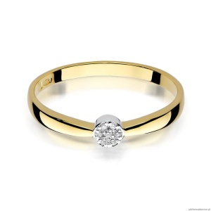 Pierścionek W322 Diament 0,04ct żółte złoto