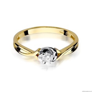 Pierścionek W329 Diament 0,10ct żółte złoto