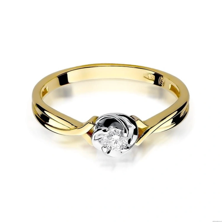 Pierścionek W329 Diament 0,10ct żółte złoto