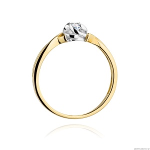 Pierścionek W329 Diament 0,10ct żółte złoto