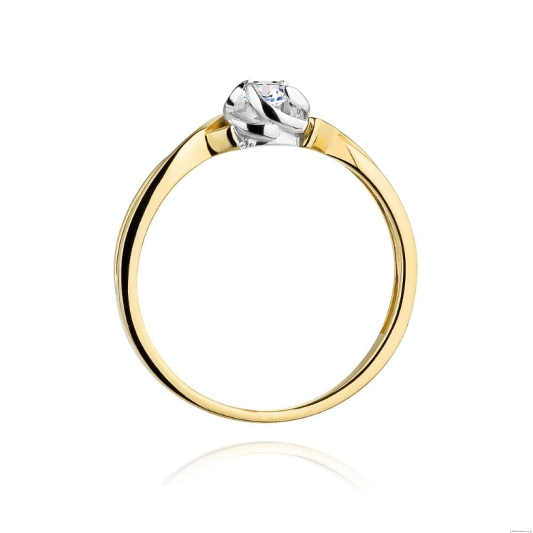 Pierścionek W329 Diament 0,10ct żółte złoto
