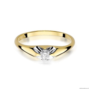 Pierścionek W331 Diament 0,10ct żółte złoto