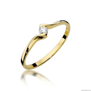 Pierścionek W332 Diament 0,09ct żółte złoto