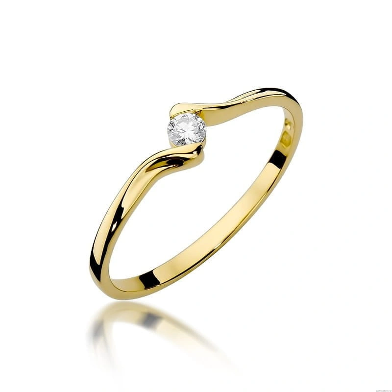 Pierścionek W332 Diament 0,09ct żółte złoto