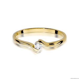 Pierścionek W332 Diament 0,09ct żółte złoto