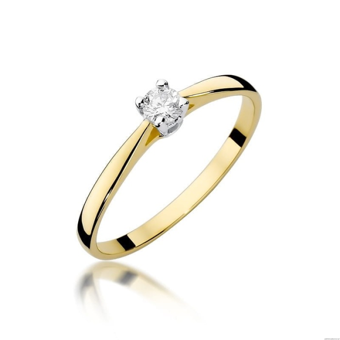 Pierścionek W335 Diament 0,15ct żółte złoto