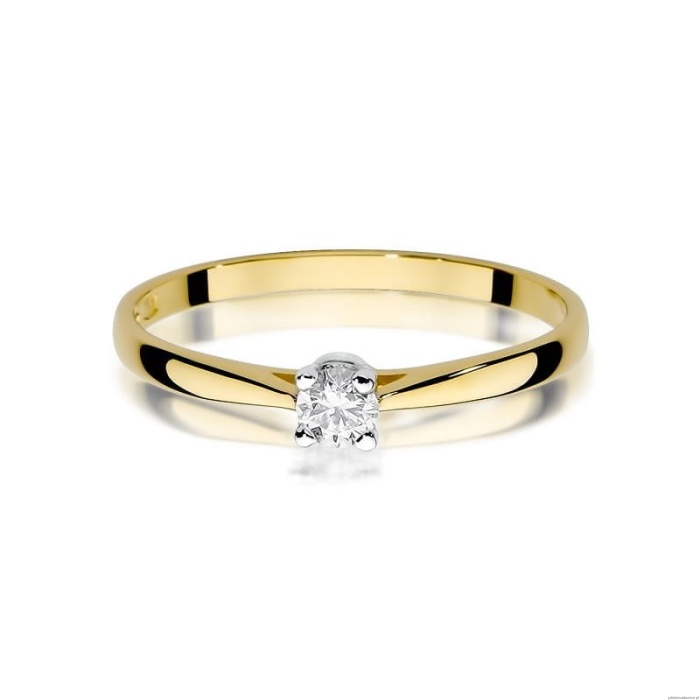 Pierścionek W335 Diament 0,15ct żółte złoto