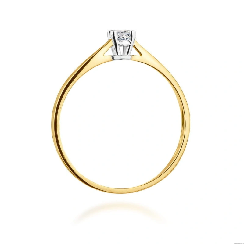 Pierścionek W335 Diament 0,15ct żółte złoto