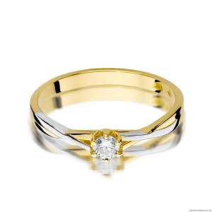 Pierścionek W340 Diament 0,12ct żółte złoto