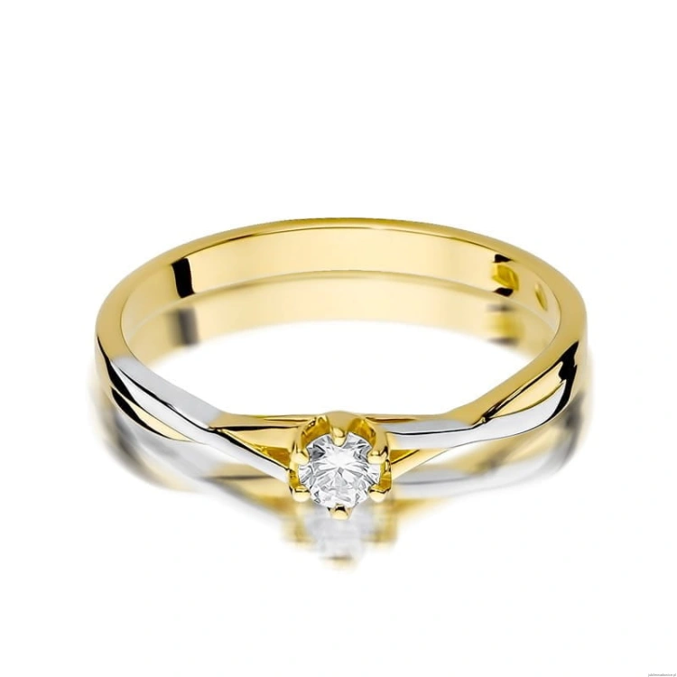 Pierścionek W340 Diament 0,12ct żółte złoto