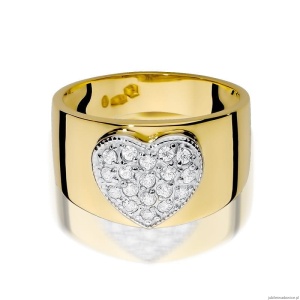 Pierścionek W352 z diamentami żółte złoto