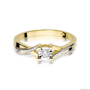 Pierścionek W361 Diament 0,08ct żółte złoto