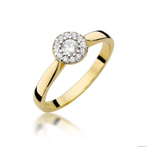 Pierścionek W362 Diament 0,12ct żółte złoto