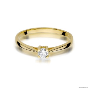 Pierścionek W367 Diament 0,15ct żółte złoto