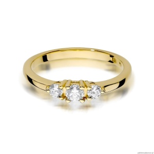 Pierścionek W377 Diament 0,15ct żółte złoto