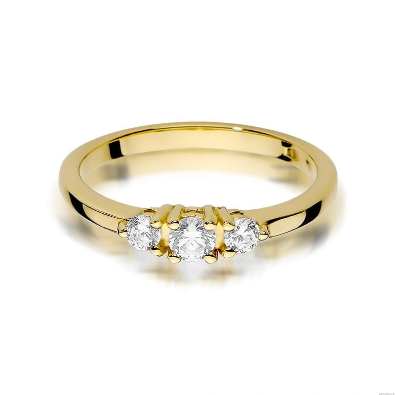 Pierścionek W377 Diament 0,15ct żółte złoto