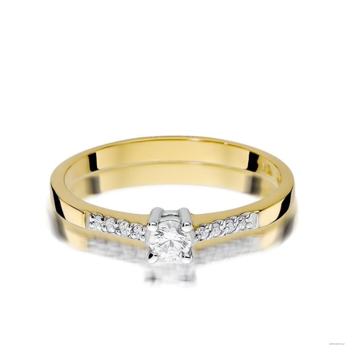 Pierścionek W382 Diament 0,15ct żółte złoto