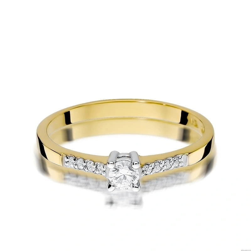 Pierścionek W382 Diament 0,15ct żółte złoto