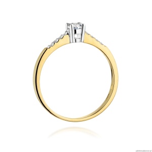 Pierścionek W382 Diament 0,15ct żółte złoto
