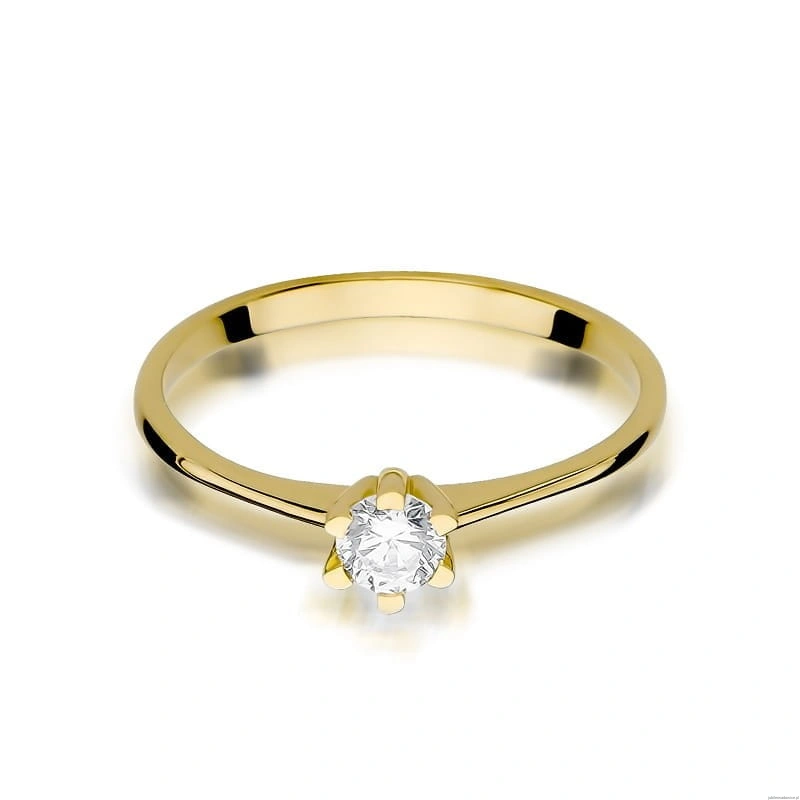 Pierścionek W387 Diament 0,23ct żółte złoto