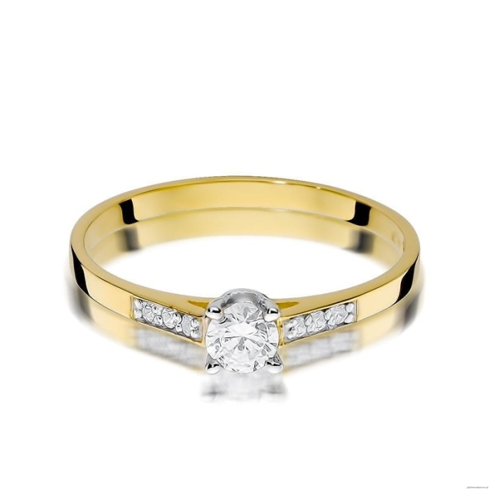 Pierścionek W399 Diament 0,15ct żółte złoto