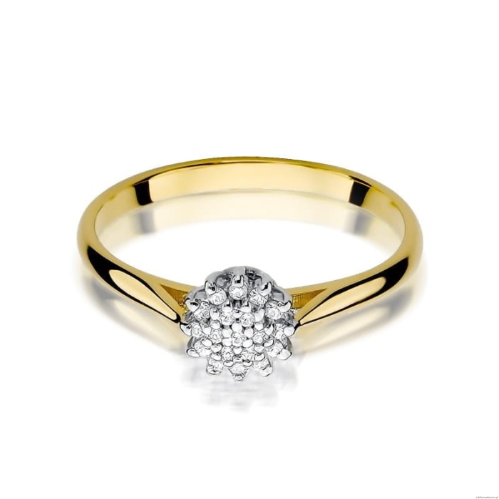 Pierścionek W401 z diamentami żółte złoto