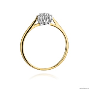 Pierścionek W401 z diamentami żółte złoto