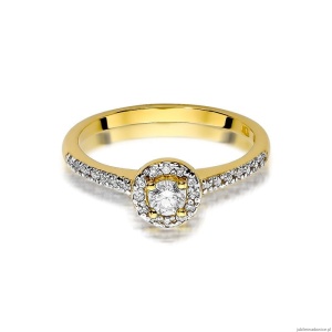 Pierścionek W406 Diament 0,15ct żółte złoto