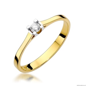 Pierścionek W407 Diament 0,09ct żółte złoto