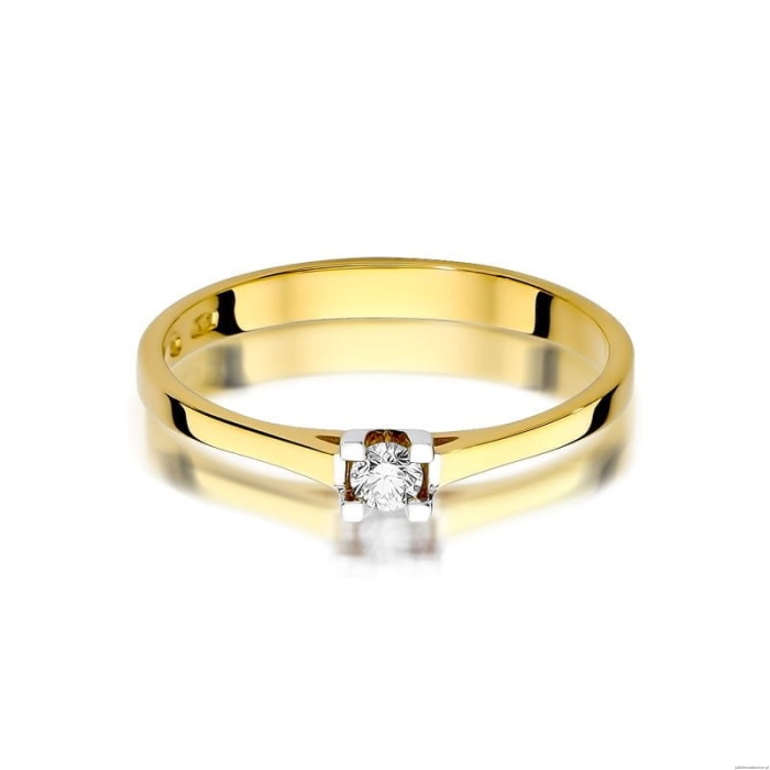 Pierścionek W407 Diament 0,09ct żółte złoto
