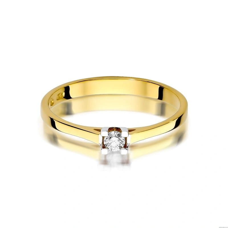 Pierścionek W407 Diament 0,09ct żółte złoto