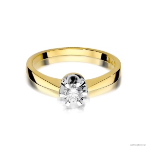 Pierścionek W408 Diament 0,25ct żółte złoto